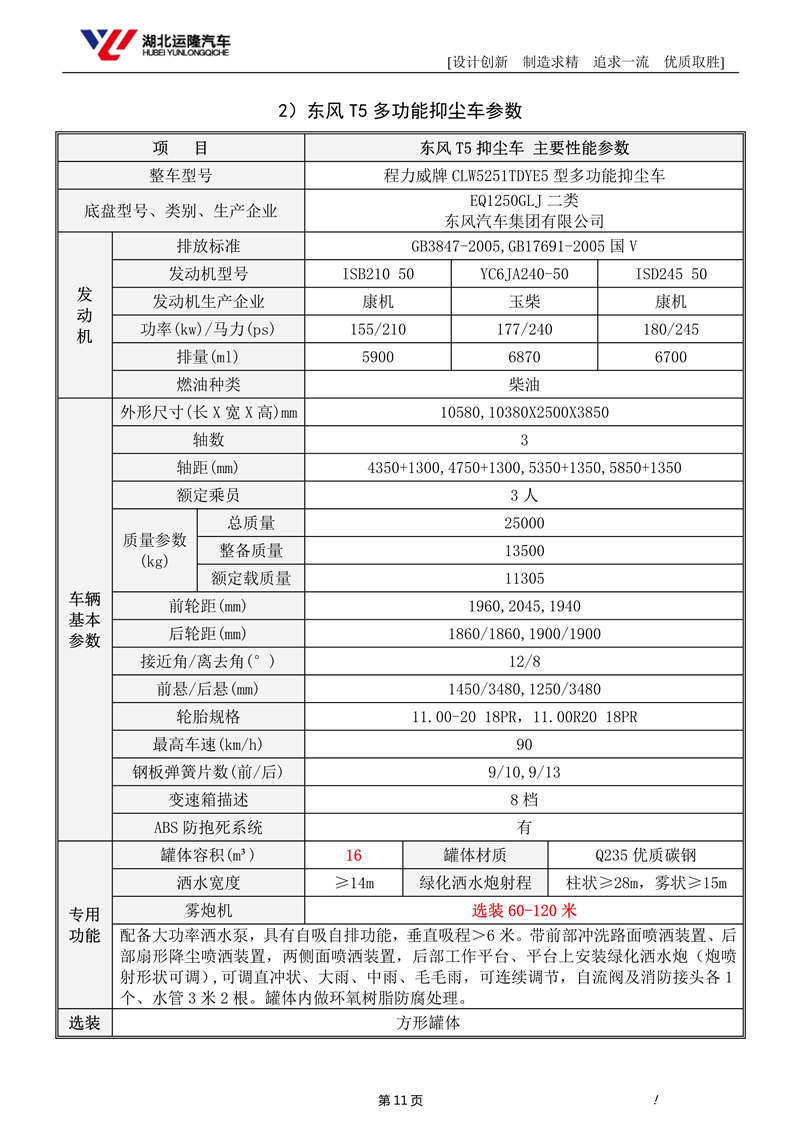 16噸東風(fēng)T5多功能抑塵車資料（圓罐、60-120米霧炮）(圖5)